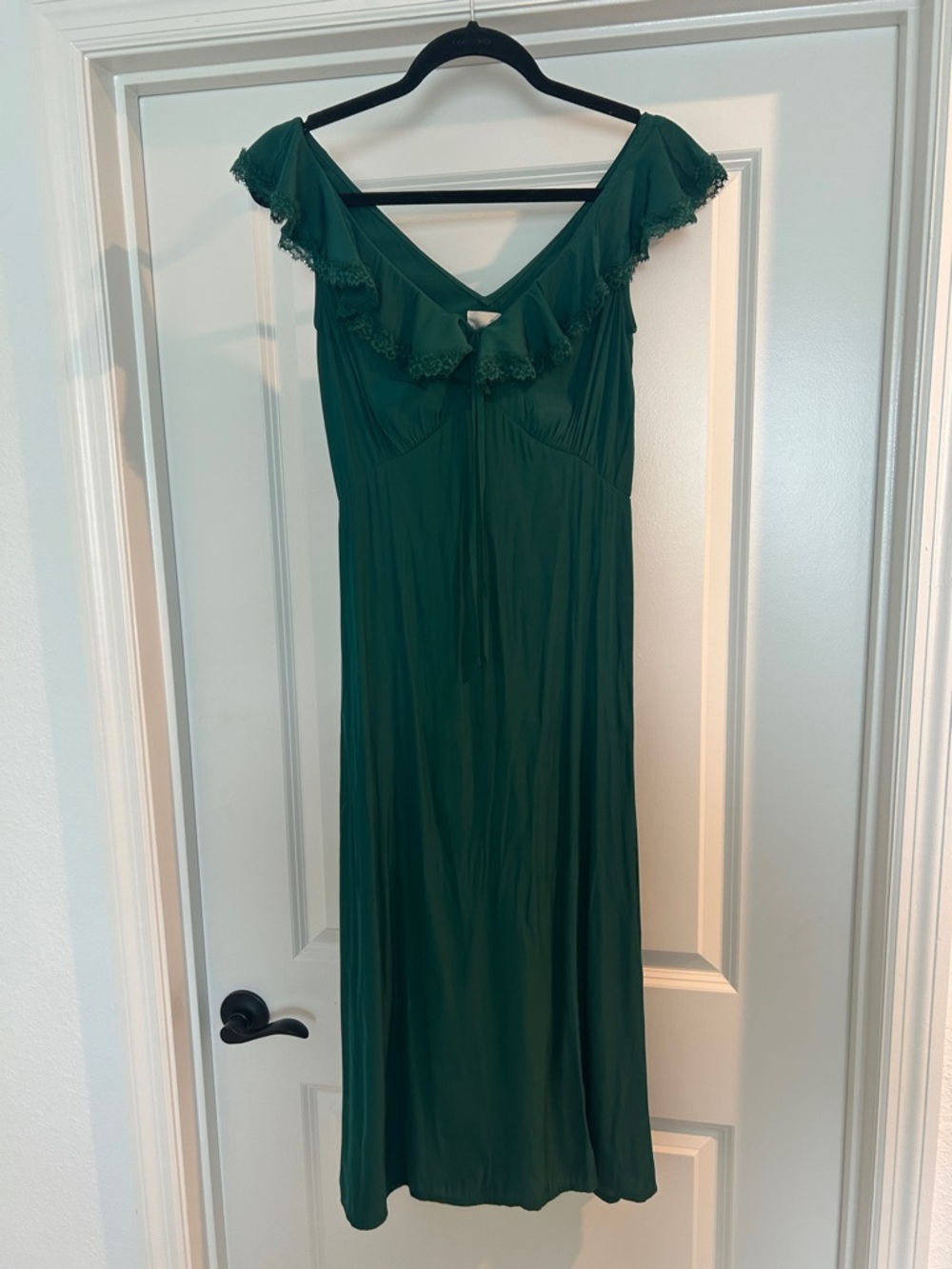 Threshold Deep Green Midi Dress with Ruffle V-Neck